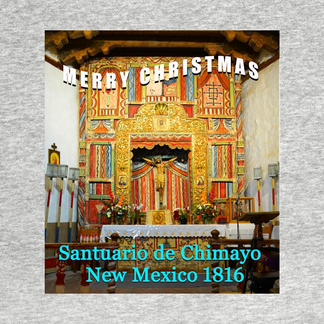 Christmas card Chimayo New Mexico church 1816 by dltphoto